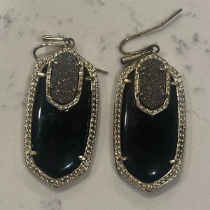 Kendra Scott Darcy Elle Black Onyx & Drusy gold earrings